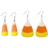 Honbay 2 Pairs of Acrylic Candy Corn Dangle Drop Earrings Fall Candy Corn Charms Pendant Earrings Costume Party Accessories