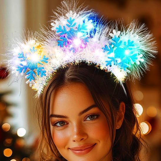 Fashband LED Headband Light Up Snowflake Hair Hoop Feather Party Feativla Hair Accessories for Women