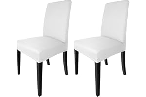 NORTHERN BROTHERS Waterproof Chair Covers, Parsons Chair Slipcover, Forros para Sillas De Comedor, Dining Chair Covers Set of 2, (White)