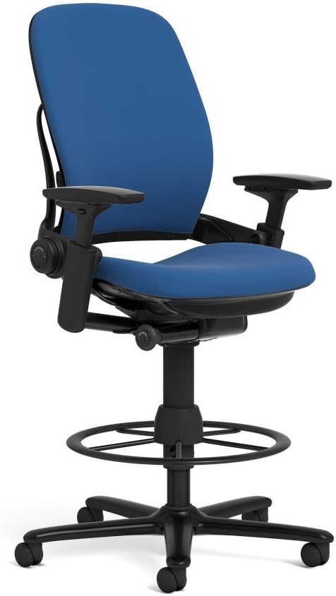 Steelcase Leap Task Stool: Black Base/Frame - Adjustable Arms