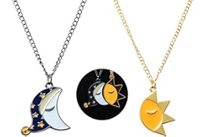 FUNBOAT FNAF Sun & Moon Friendship Necklace - 5 Night Freddy Fazbear Chain - FNAF Costume Gift for Kids Men Women and Fans