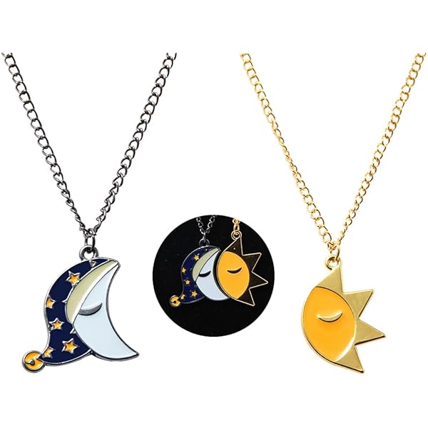 FAN X JEWELRY FNAF Sun and Moon Pendant Necklace - BBF Friendship