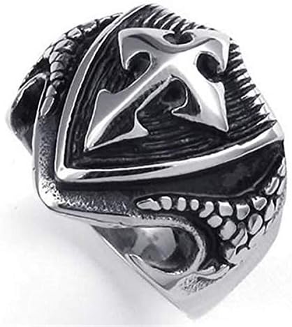 HKDEB Titanium Steel Rings for Mens Biker Ring Bands 13MM Coil Silver Gothic Jewellery