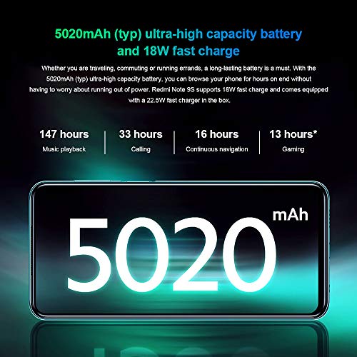 Xiaomi Redmi Note 9S Smartphone, 6GB RAM 128GB ROM, 6.67" Dot Drop Pantalla, Qualco mm Snapdragon 720G procesador, 48MP Cámara Cuádruple, Global Versión, Aurora Blue - Imagen 5