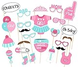 Lanlan 25 PCS Pink Photo Props Funny Creative Different Style for Baby Birthday Party Photography Decoration Accessories ( Glasses Diapers Bottle Beard etc)