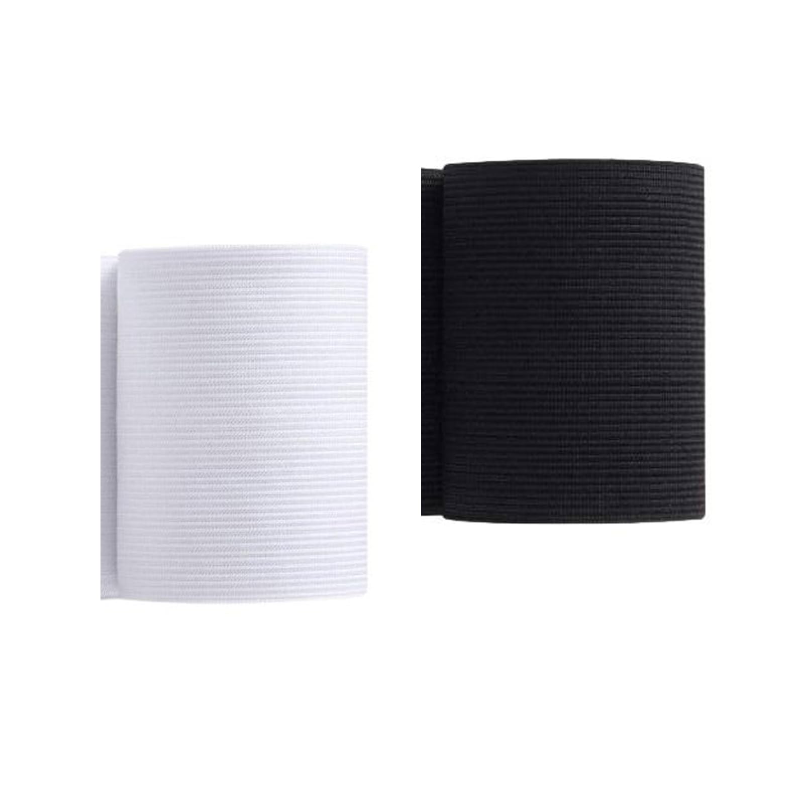 Sbivih High Elastic Band, 2 roll Heavy Stretch Knit Bands for Sewing Waistband and Pants Waist (3M X 80MM Black and White)