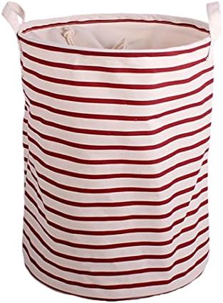 Collapsible Laundry Basket , Dirty Cloth Drawstring Storage Bin Toy Collection Organizer with Two Handles for Nursery Kid's Room - Red