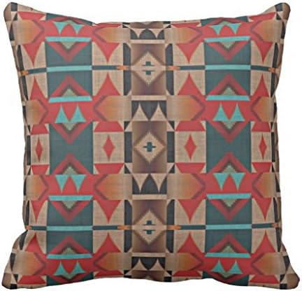 Rustic Cabin American Native Indian Mosaic Pattern Pillow Case 18" * 18"