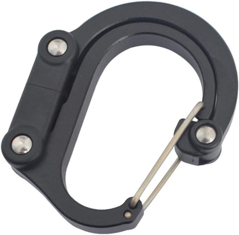 Multi- Functional Carabiner Clip, Aluminum Alloy D Shape Fast Hang Buckle with 360°Rotating Hook for Camping, Hiking, Outdoor, Climbing, Travel