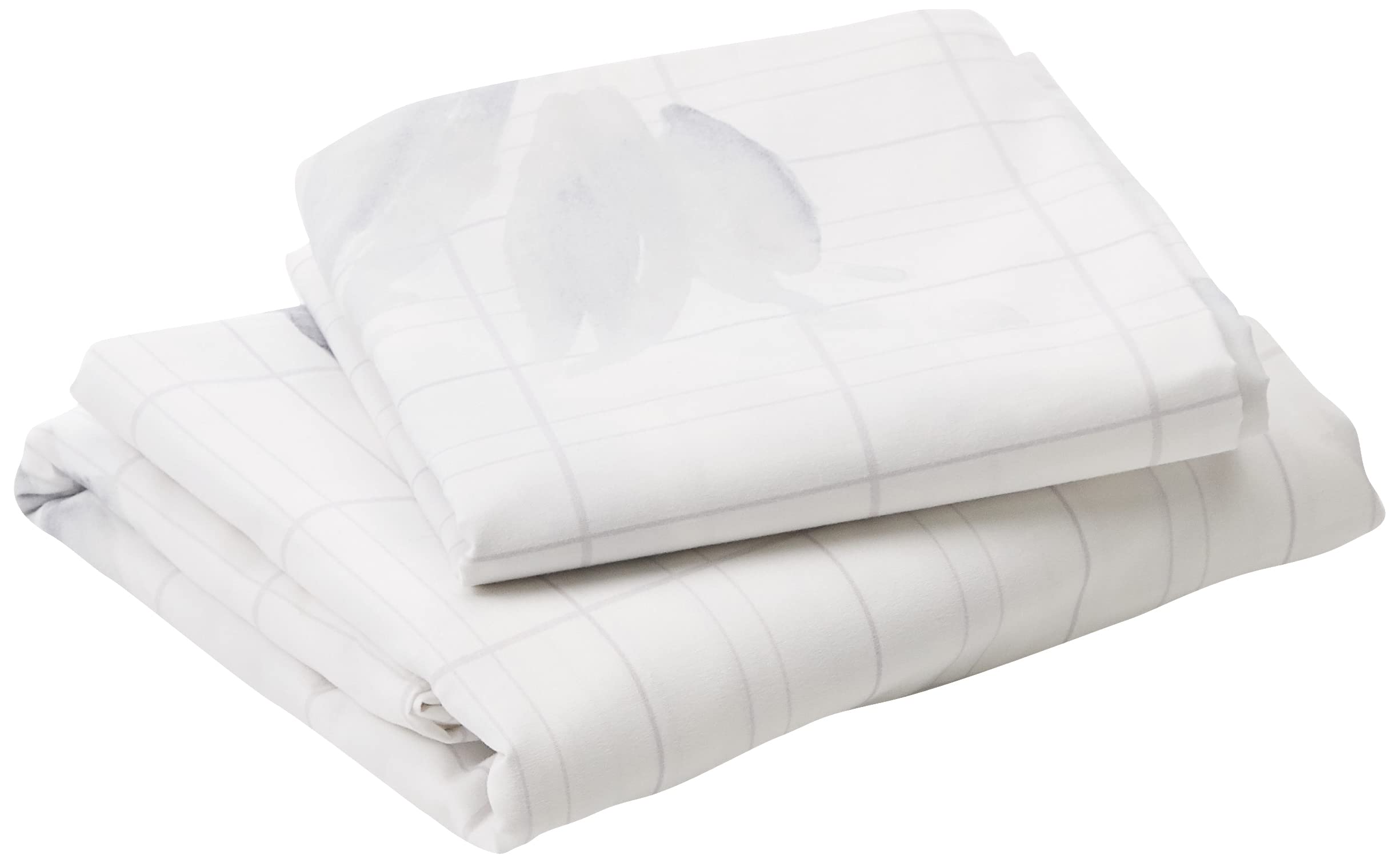 Calvin Klein Shadow Grid Floral, Single, 135 x 200 cm + 80 x 80 cm Duvet Cover Set, Grey