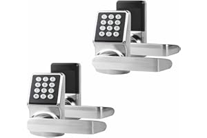 Cielsa Dawn Keyless Entry Door Lock, Electronic Keypad Door Lock with Handle, Digital Door Lock with keypads, IC Card and Key, Easy Installation for Home, Hotel(‎Brushed Nickel,2PACK)