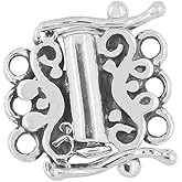 Sterling Silver 3-Strand Tube Clasp with Secure Lock for DIY Necklace Bracelet, Oxidized Silver