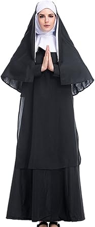 Amazon 本格フルセット シスター 修道士 コスチューム ロング ワンピース キリスト教 仮装パーティー ハロウィン コスプレ レディース M L コスプレ 仮装 通販
