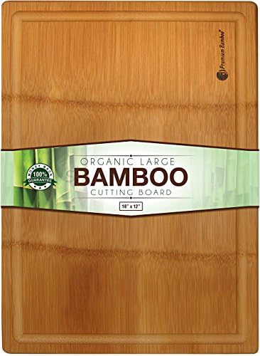 Extra Large Rolled Bamboo Cutting Board with Drip Groove 18x12" - Made from Extremely Durable Rolled-out Natural and Eco-friendly Bamboo - Large, Thick, and Strong Chopping Board By Premium Bamboo