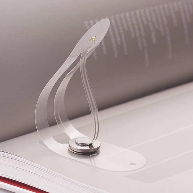 Meonal Portable Bookmark Light, Ultra-Thin Eye Protection Creative Mini Bending Folding LED Clip Bookmark with Button Battery