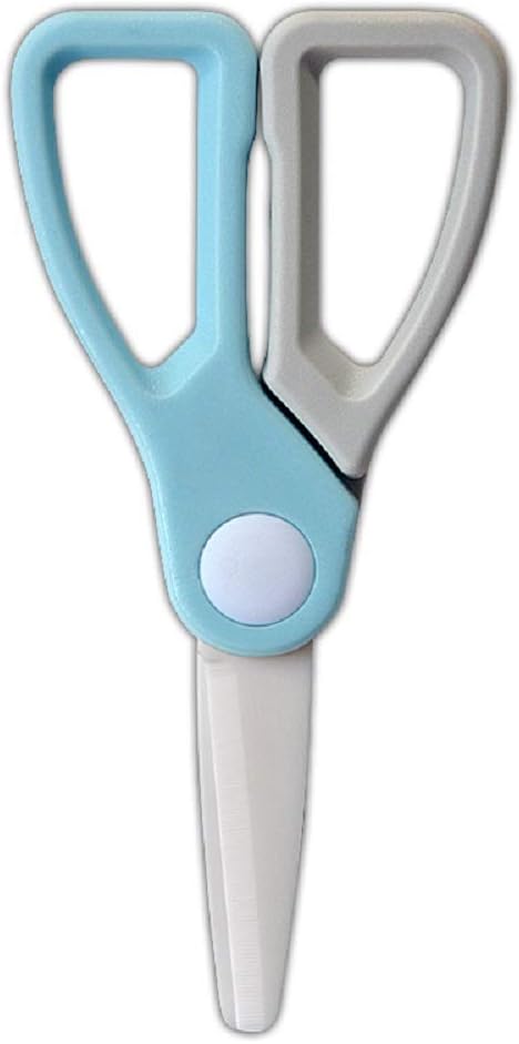 Kitchen Ceramic Scissors, Baby Food Supplement Scissors, Anti-Cutting Hand Strap Storage Box and Easy to Clean  (Gray and blue)