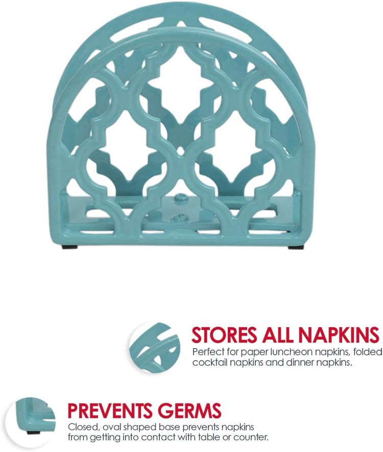Home Basics Lattice Collection Cast Iron Napkin Holder (Turquoise): Kitchen & Dining