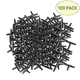 Kalolary Barbed Connectors Drip Irrigation, 1/4" Universal Barbed Tee Fittings 100pcs, Fits 1/4" Drip Tubing (4/7mm Tee Pipe)