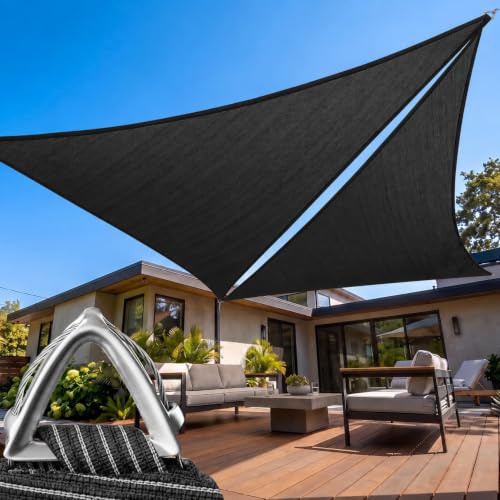 Shademart 26' x 28' x 38.21' Black Sun Shade Heavy Duty Triangle Shade Sail at Amazon