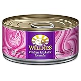 Wellness Natural Grain Free Wet Canned Cat Food, Chicken & Lobster Pate, 5.5-Ounce Can (Pack Of 24)