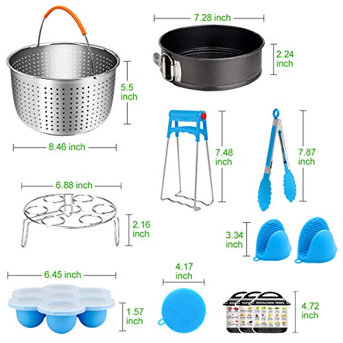 16 Pieces Pressure Cooker Accessories Set Compatible with Instant Pot 6, 8 Qt - Steamer Basket, Springform Pan, Egg Rack, Egg Bites Mold, Measuring Spoon, Magnetic Cheat Sheet