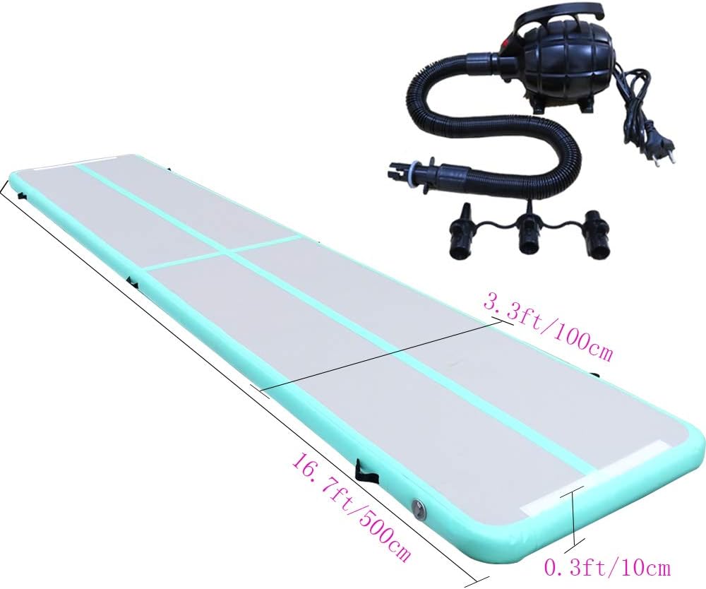 Laika Factory 10ft×3.3ft×4in Tumbling Air Track,Inflatable Gymnastics Tumble Track AirTrack Air Floor Mats for Home,Gym,Training,Backyard, Cheerleading,Beach,Park and Pool (Green 16.73.280.33ft)