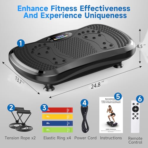 Vibration Plate Exercise Machine for Lymphatic Drainage, Vibration Machine for Full-Body Weight Loss Shaping, Vibrate Fitness Platform 400 Lbs & 200 Adjustable Speeds