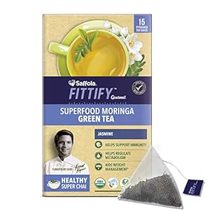 Saffola FITTIFY Gourmet Superfood Moringa Green Tea, Jasmine, 15 Sachets, 37.5g