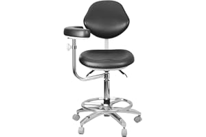 NSKI Moblie Dental Adjustable Chair Doctor's Stool Assistant Chair 360° Rotation Armrest PU Leather QY-600M-B2
