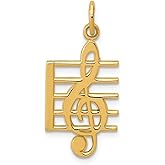 The Black Bow 14k Yellow Gold Treble Clef and Staff Pendant
