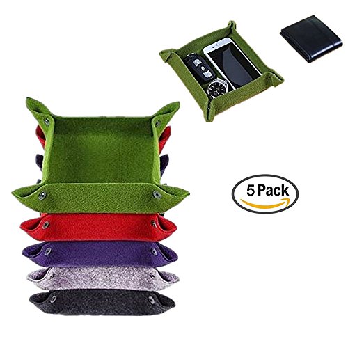 leoyoubei Jewelry Tray Display Organizer Bedside Storage Tray Desktop Storage 7x7" Storage Basket Box-Expand to do the pot pad, mouse pad/Felt 5 colour