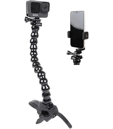 Support Flexible (Col De Cygne) Avec Pince - 13,4 Pouces - Pour Insta360 X3, ONE RS, GO 2, Caméras Compactes - Filetage 1/4"