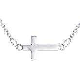 Small Sideways Cross Necklace 925 Sterling Silver