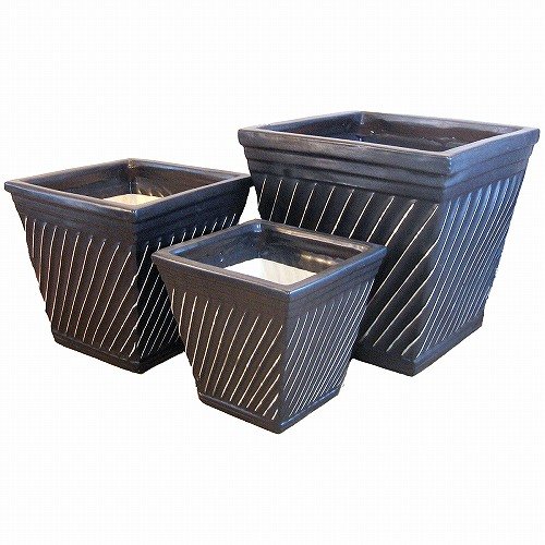 全国組立設置無料 8 10 13号 四角ラセン植木鉢 3点セット 黒色ツヤなし 6 8 10号鉢用 鉢カバー 陶器 おしゃれ B00adwf960 50 Off 90a3acu P1ai