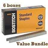 Value Pack of 6 Stanley Bostitch Premium Standard Staples, 1/4 Inch Silver, 5,000 per box (SBS191/4CP)