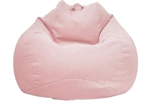 WAQIA Stuffed Animal Storage Bean Bag Chair Cover (No Filler) - Stuffable Zipper Beanbag Cover-Cotton Linen Memory Foam Beanbag Replacement Cover for Adults and Kids Without Filling