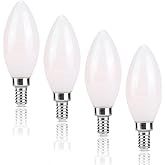 KINUR Candelabra Light Bulbs 40 watt Equivalent 4W 2700K E12 E12 Candelabra Bulb 40 watt Small Base LED Non-Dimmable 4Pack