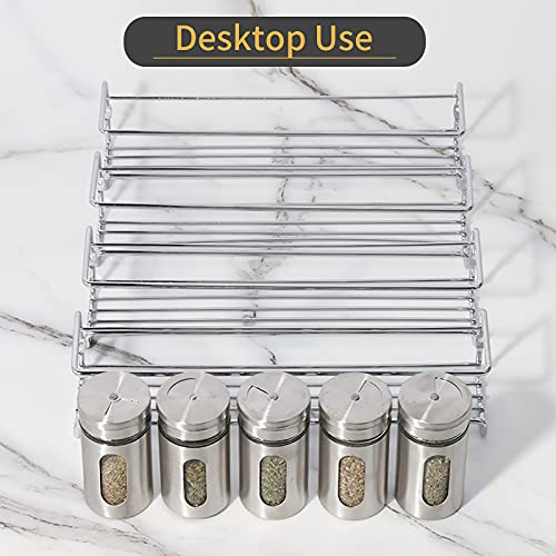 CHILLSILA Gewürzregal/Lagerregal (Metallische Gewürzregal in der Küche), 4 Separate Layers, hängt Sich an der Wand oder an der Schranktür, passend auch auf Badezimmer, handgefertigte Räume [4 Etagen]