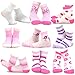 TeeHee Little Girls Boys Toddler Unisex Cotton Crew Socks 9 Pair Gift Box (6-8 Years, Vintage_Girl)