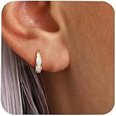 Opal Huggie Earrings for Women Dainty 14k Gold Plated Earrings Gold Silver Huggie Hoop Earring Opal Jewelry Birthday Gifts for Mom Women Her