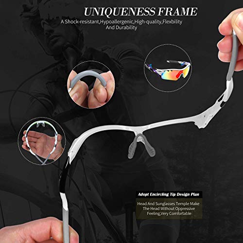 JOGVELO Polarized Sports Sunglasses,Cycling Glasses Men with 5