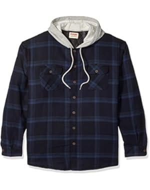 Authentics Men's Big-Tall Long Sleeve Quilted Lined Flannel Shirt Jacket Hood