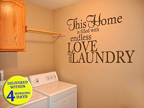 Laundry Wall Quote Endless Love & Laundry Wall Art Sticker Decal Transfer Black Medium 57cm x 36cm