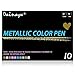 Metallic Marker Pens, Set of 10 Colors,for Card Making,DIY Photo Album, Use On Any Surface-Paper,Rock Painting,Glass,Plastic,Pottery,Wood,DIY Photo Album (Round Tip)