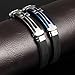 Stainless Steel Crucifix Cross Silicone Bracelets Cuff Bangle Wrist Band Bracelet, Black/Blue (Blue)