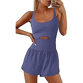 SENSERISE Womens Workout Rompers Athletic Romper Running Onesie One Piece Exercise Jumpsuits Gym Yoga Outfits