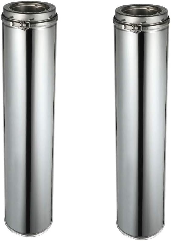 Rainbow Chimney 6 Inch x 48 Inch Stainless Steel Double Wall Chimney Pipe (Pack of 2)