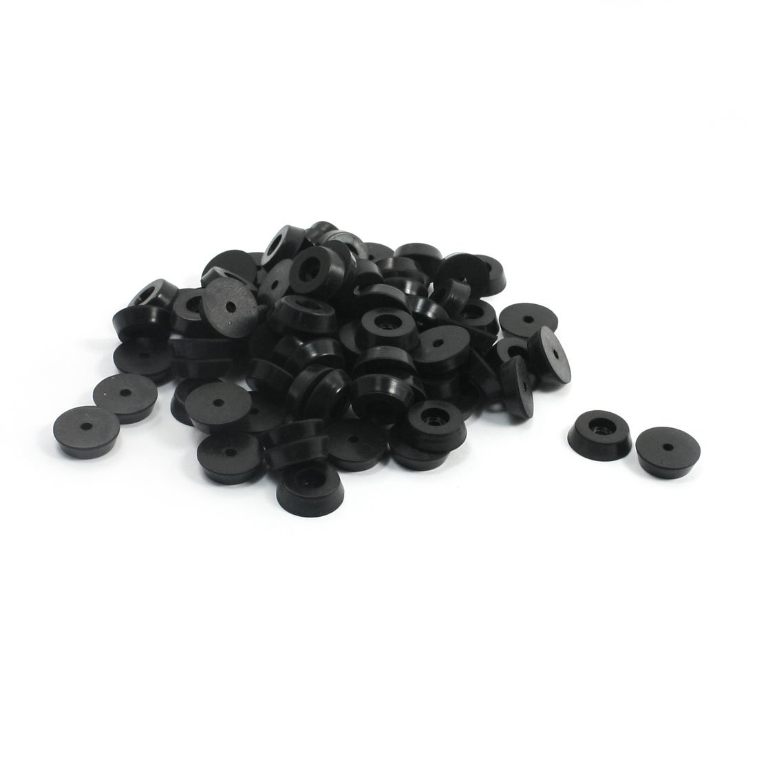 sourcing map Tapered Rubber Bumper Feet Pad Washer 18mm x 5mm 80Pcs Black