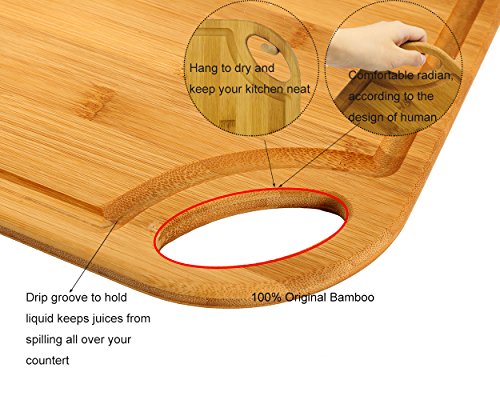2 PCS Bamboo Cutting Board Set, Gift Box Chopping Board For Food Prep, Meat, Vegetables, Bread, Crackers & Cheese By HTB