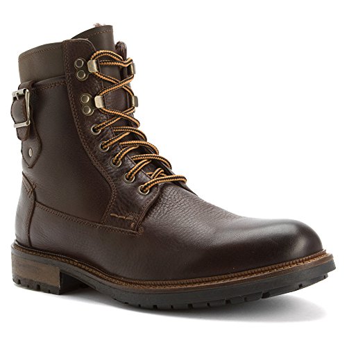 Johnston & Murphy Men's McHugh Shearling Motorcycle Boot, Brown Waterproof Tumbled Full Grain, 8.5 M US